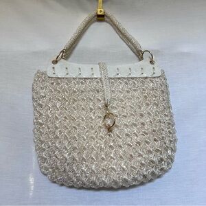 Vintage Cream Shoulder Bag with Intricate Design
